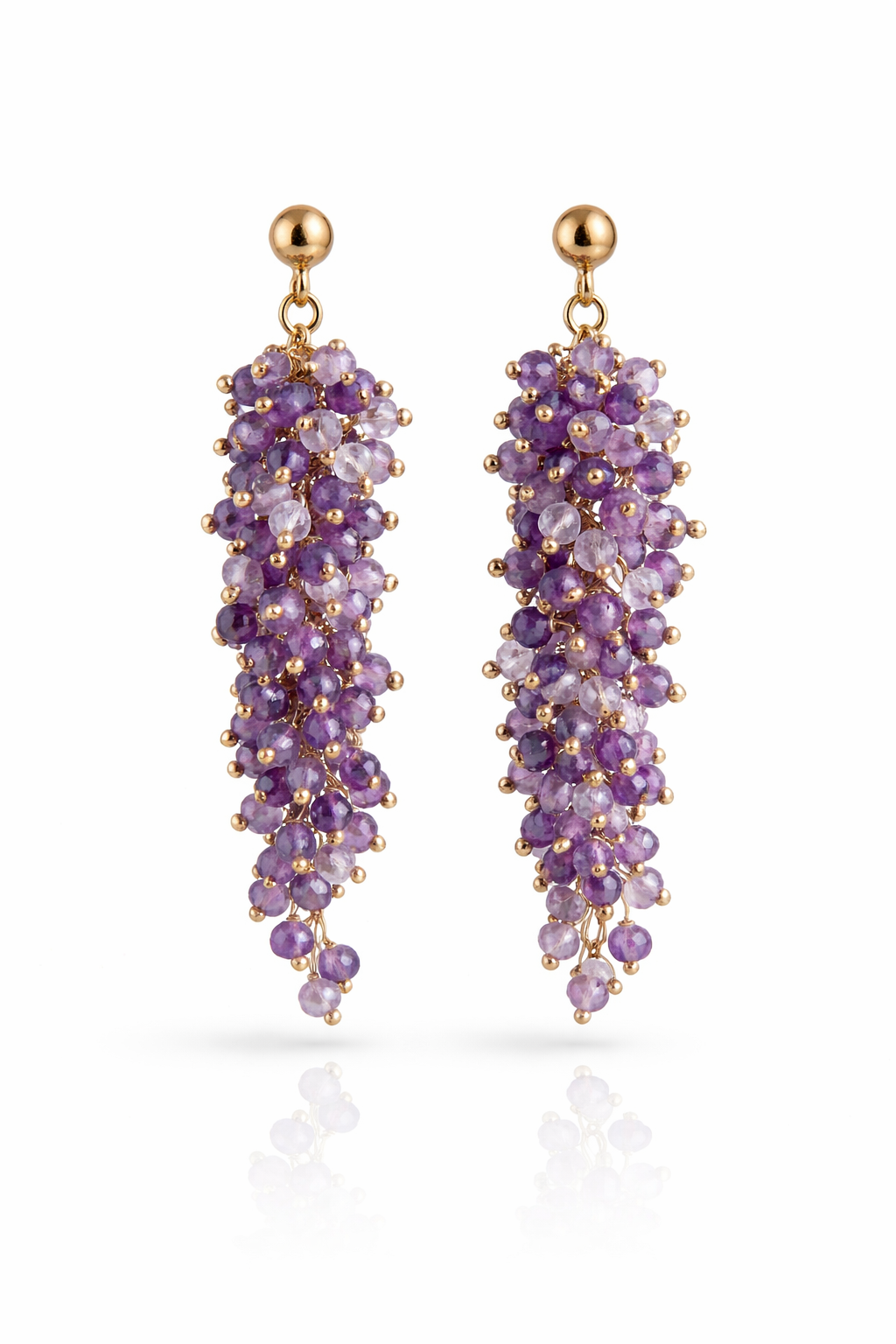 Amethyst Cluster Drop Earrings