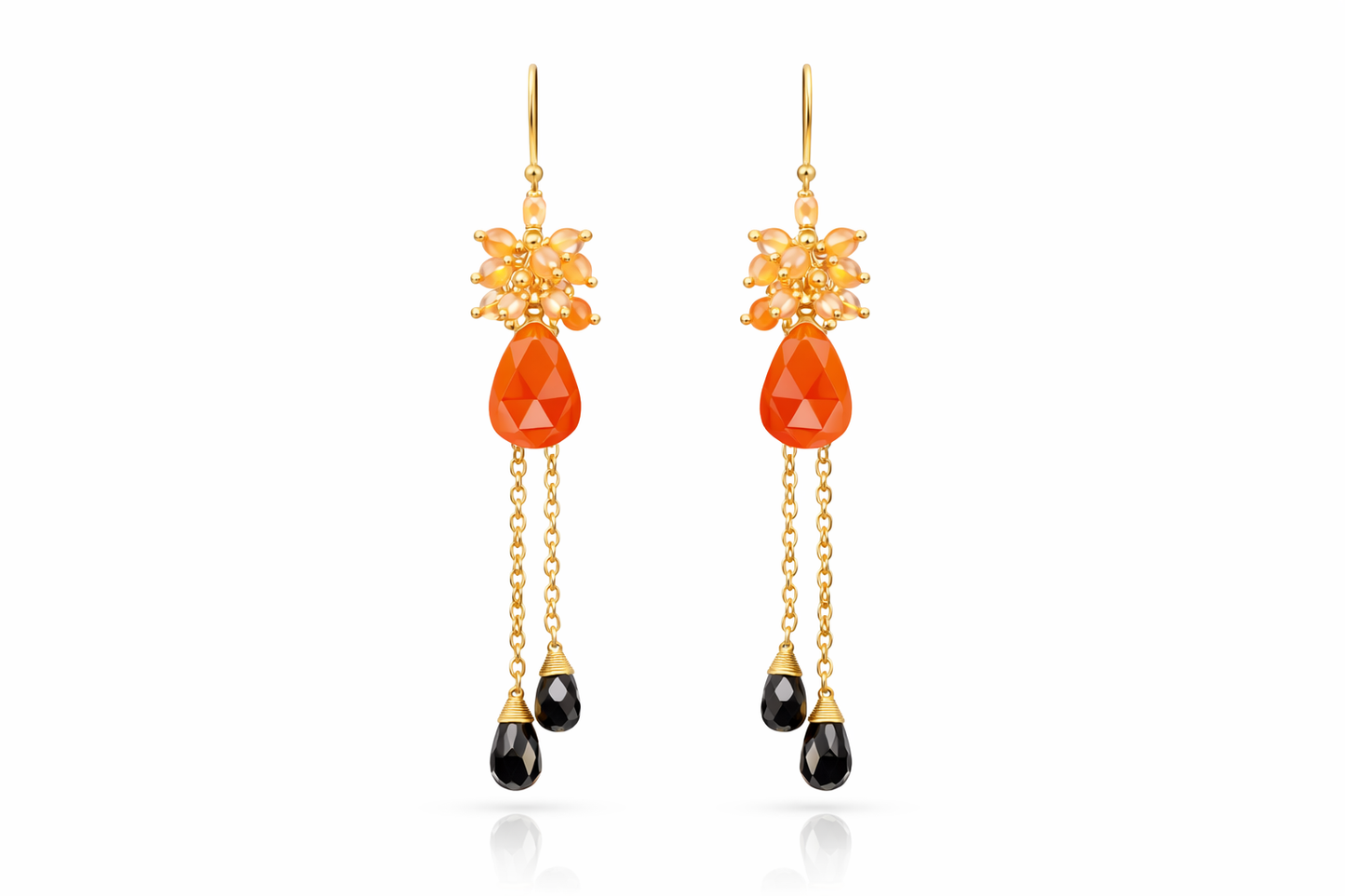 Carnelian Cluster Dangle Earrings