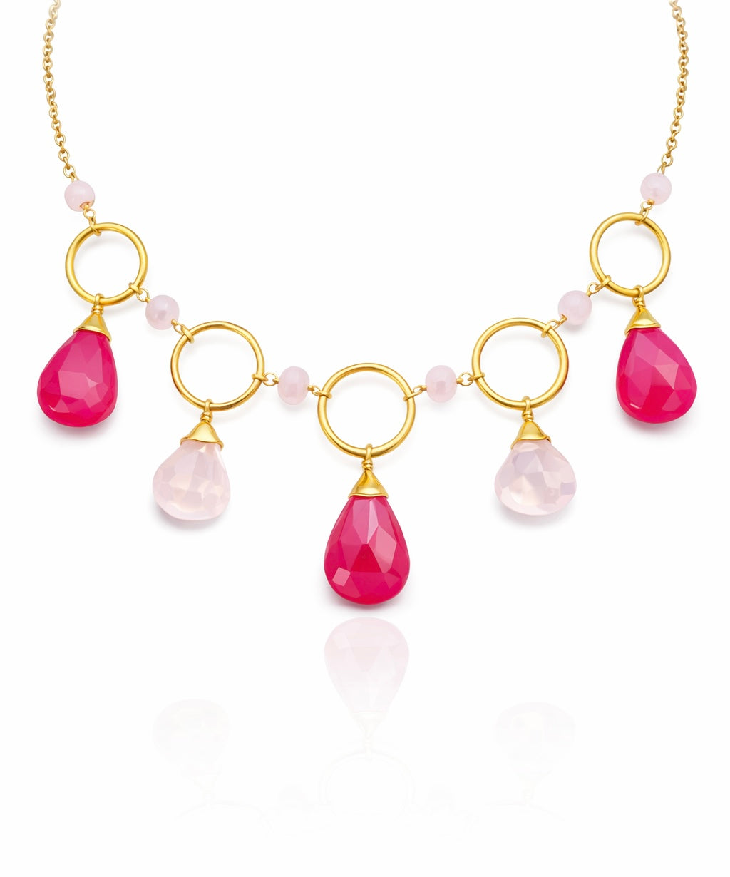 Hot Pink Chalcedony Sparkler Necklace