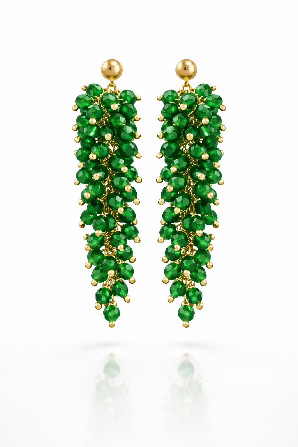 Emerald Cluster Drop Earrings