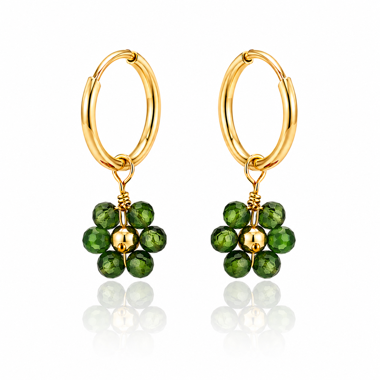 Tourmaline Daisy Huggie Earrings
