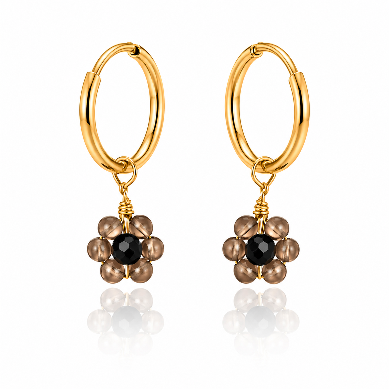 Smoky Daisy Huggie Earrings