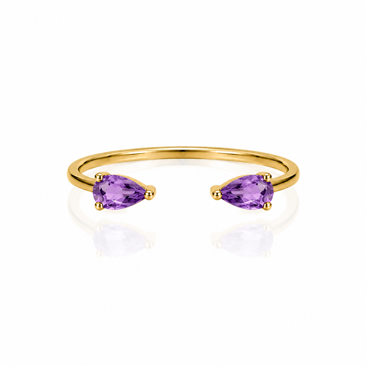 Twin Pear Finger Cuff Ring - Purple