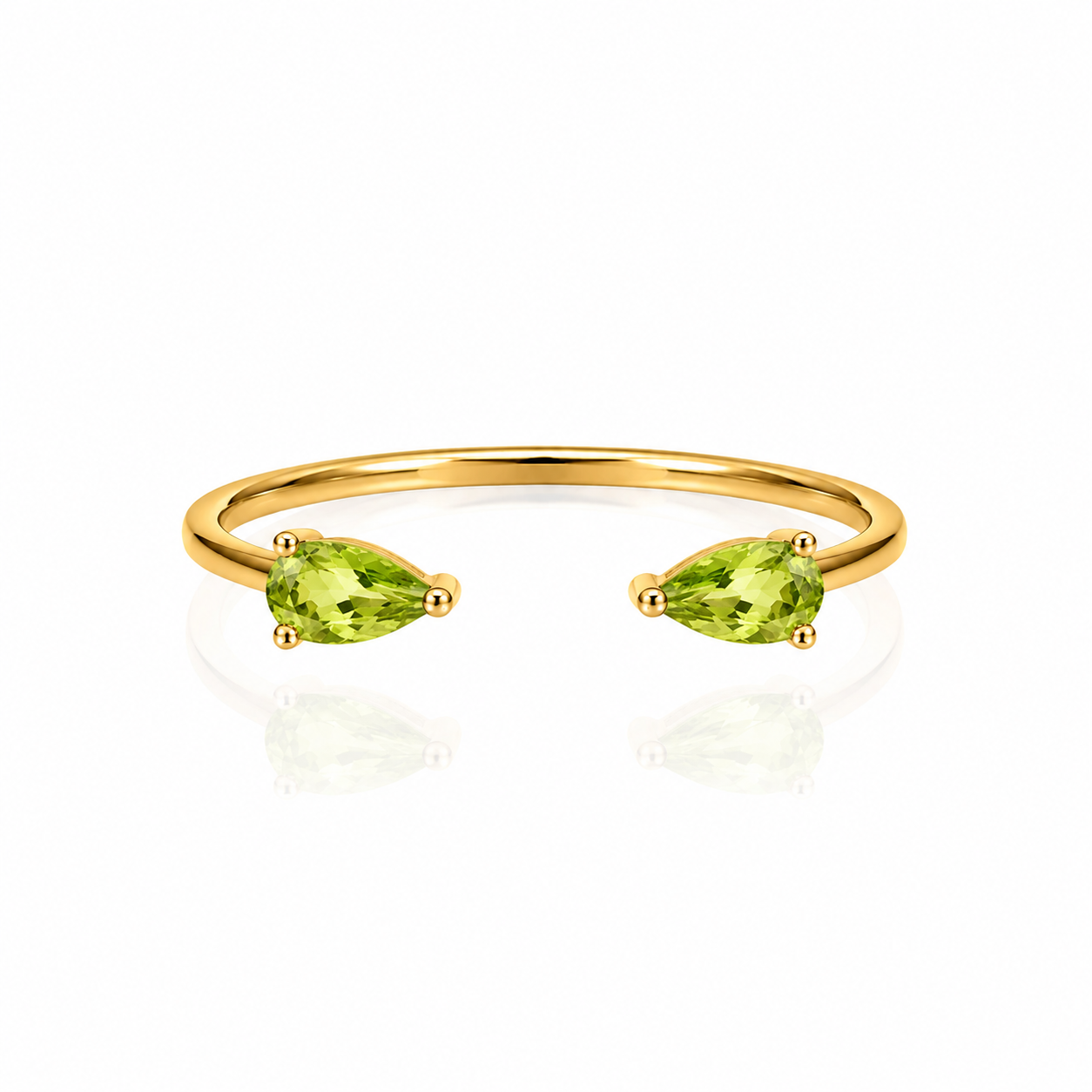 Twin Pear Finger Cuff Ring - Green