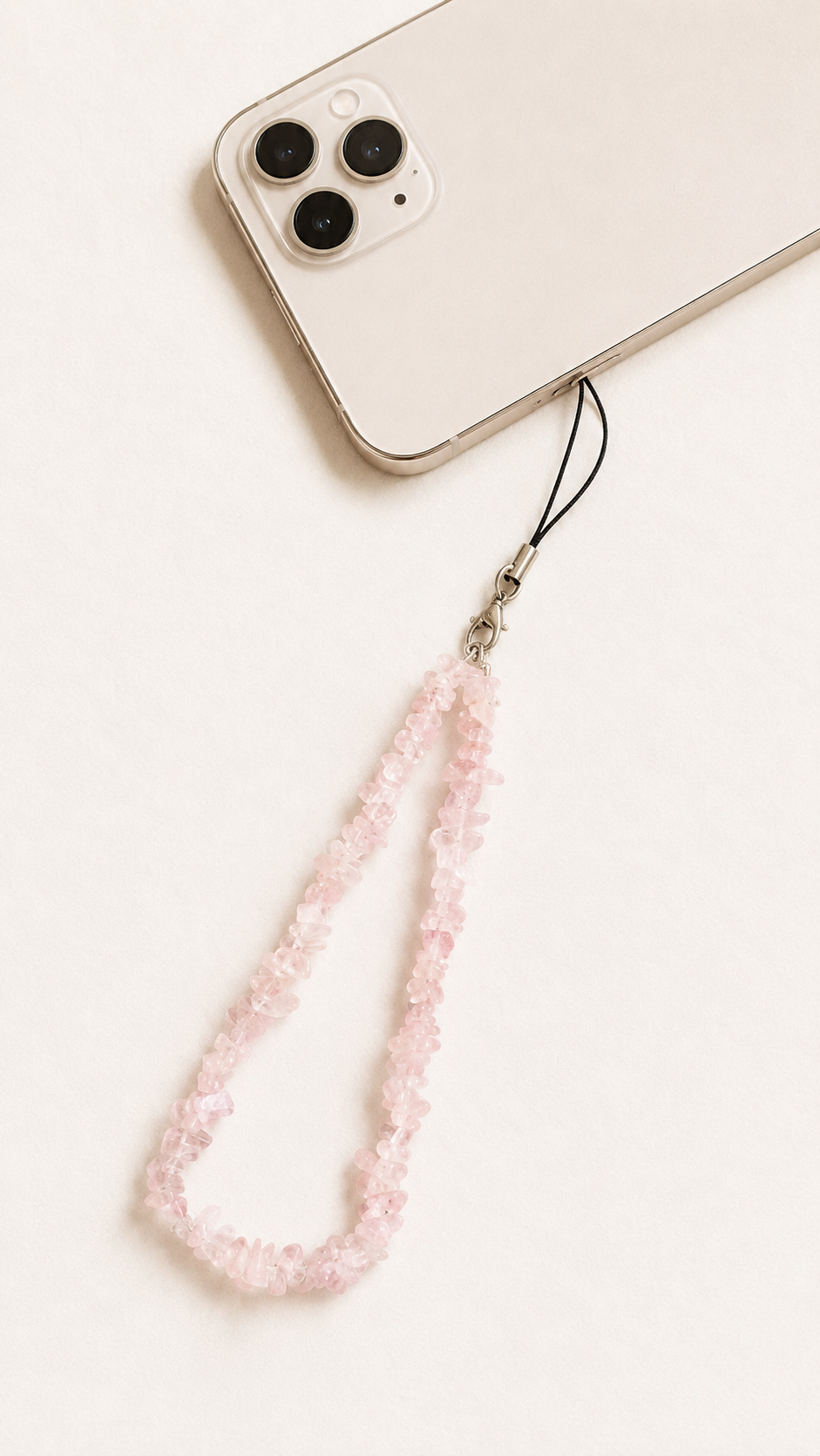 Raw Rose Quartz Phone Charm