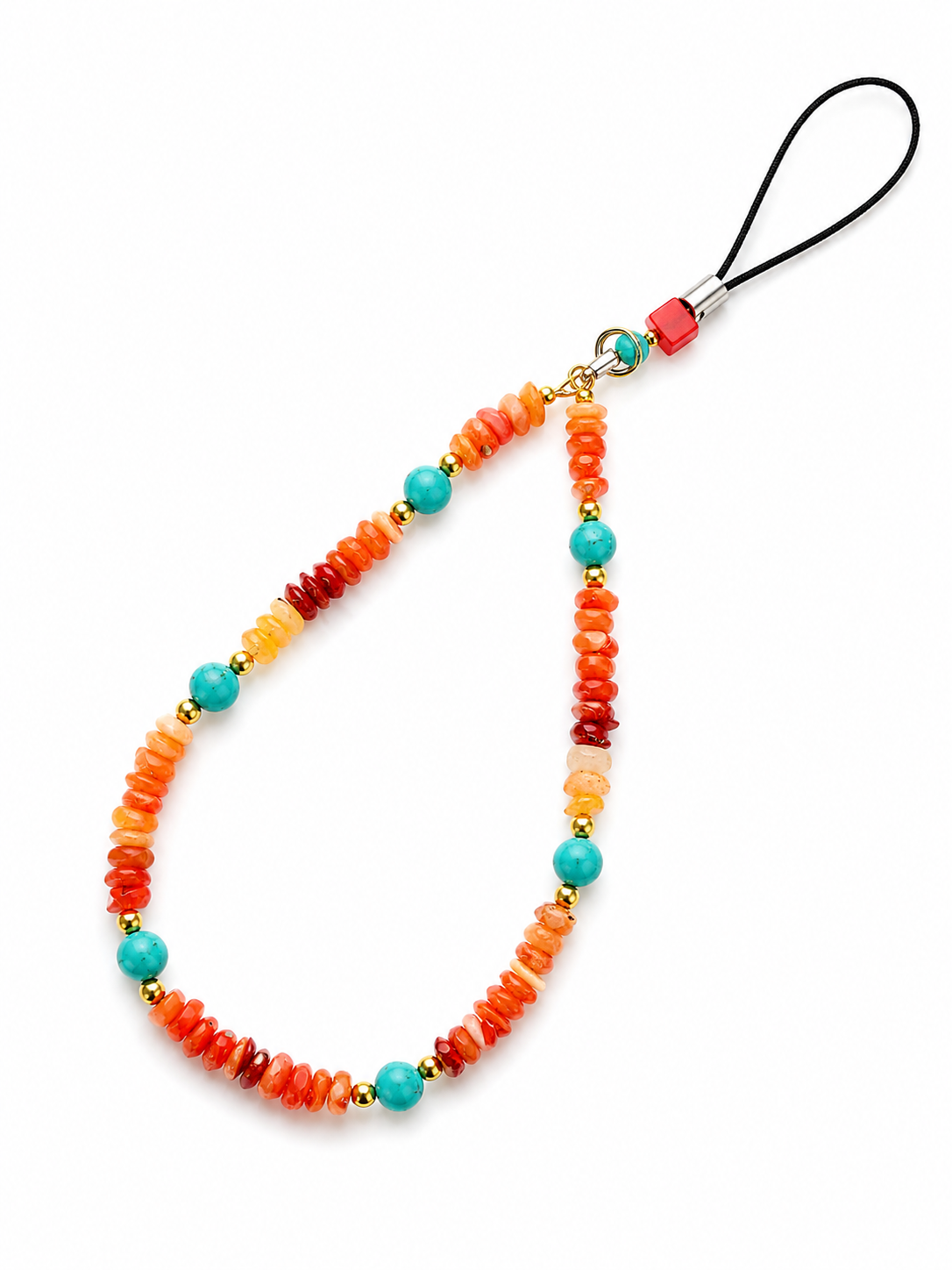 Fire Opal & Turquoise Phone Charm