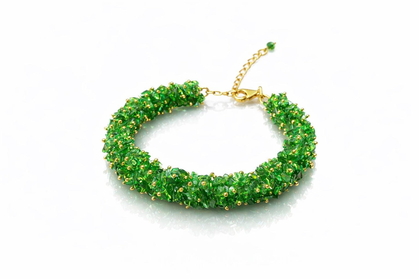 Raw Chrome Tourmaline Cluster Bracelet