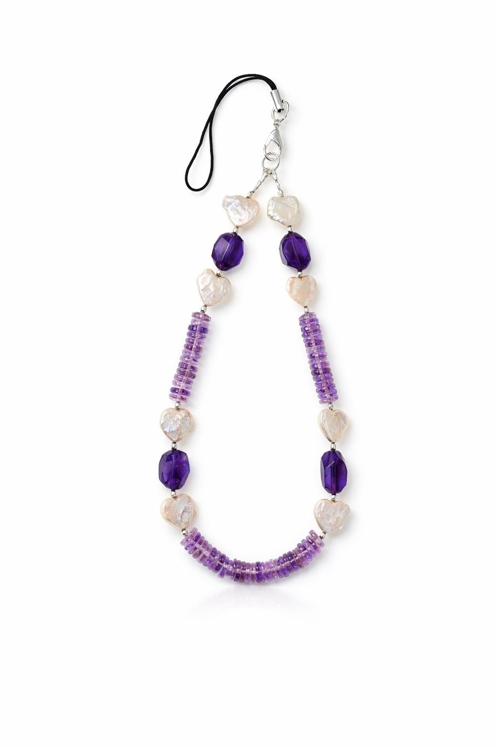 Amethyst & Pearl Beaded Phone Charm