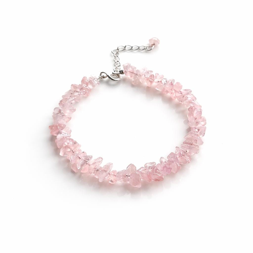 Raw Rose Quartz Beaded Bracelet