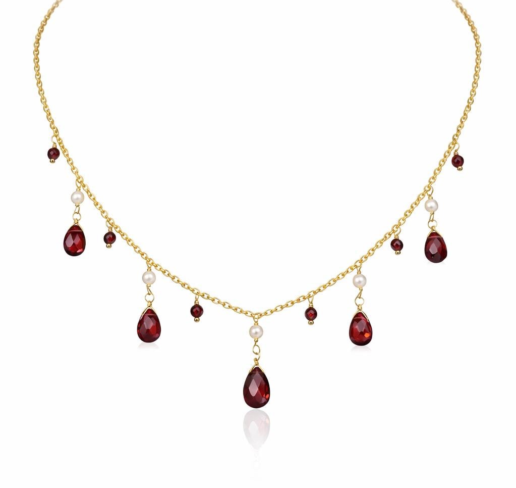 Garnet And Pearl Necklace