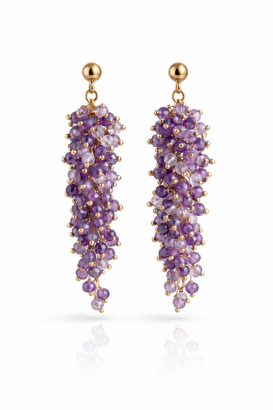 Amethyst Cluster Drop Earrings