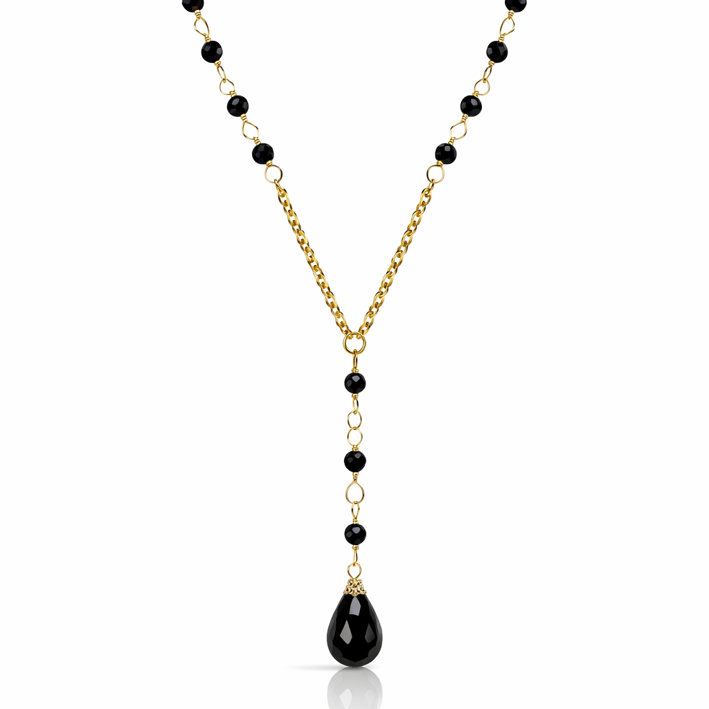 Black Onyx Lariat Necklace
