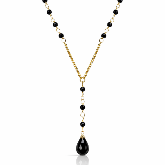 Black Onyx Lariat Necklace