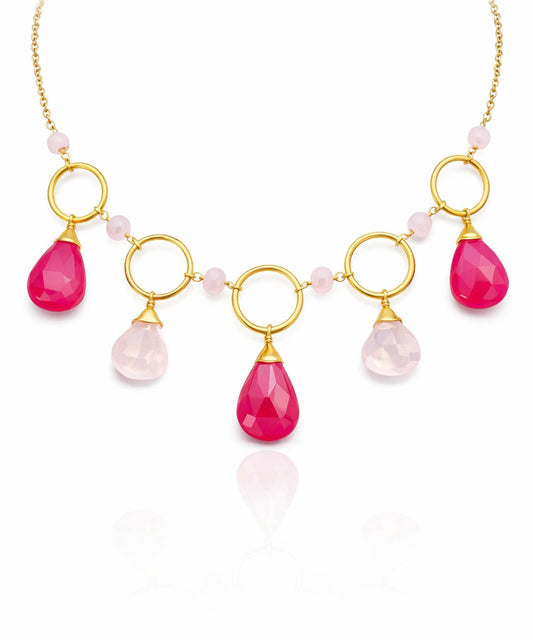 Hot Pink Chalcedony Sparkler Necklace
