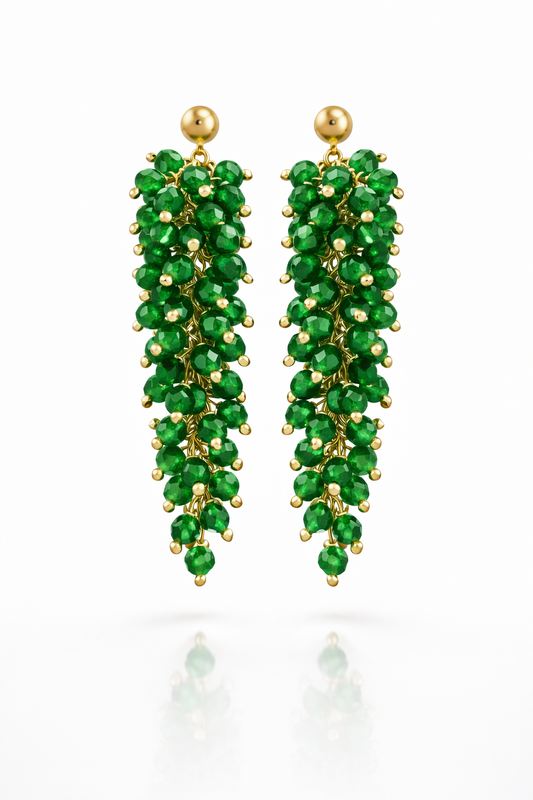 Emerald Cluster Drop Earrings