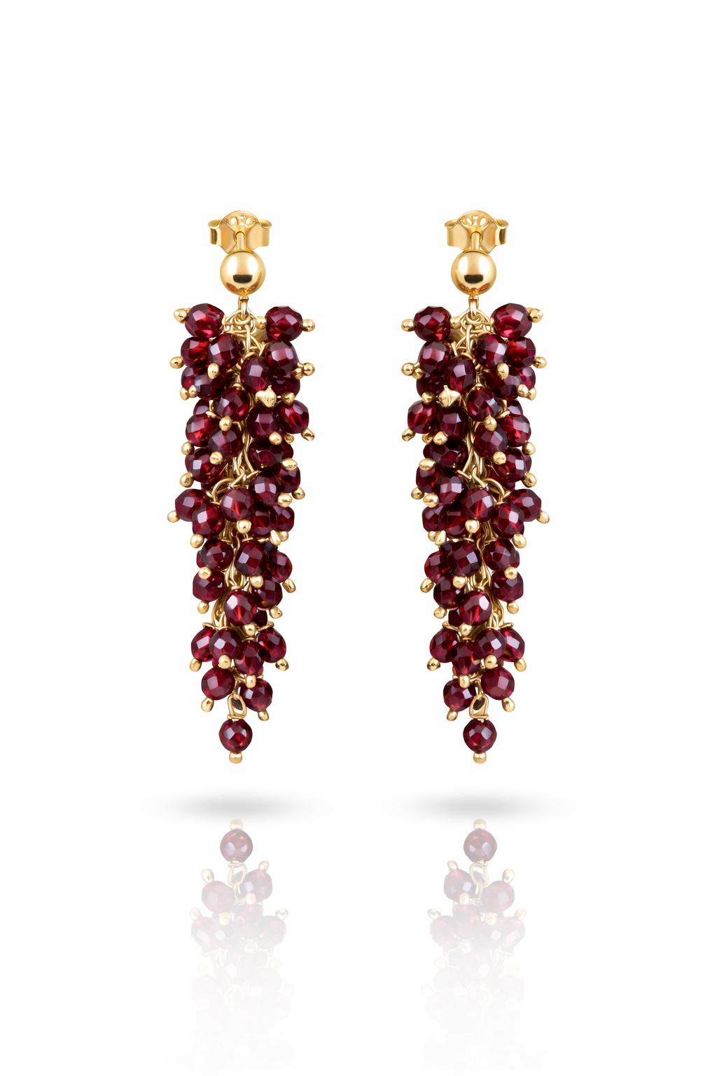 Garnet Cluster Drop Earrings