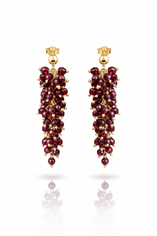 Garnet Cluster Drop Earrings