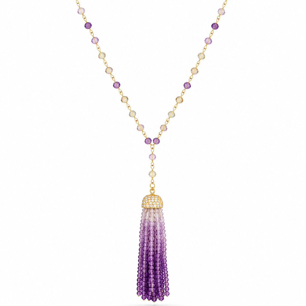 Ombre Amethyst Tassel Necklace