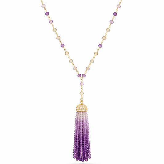 Ombre Amethyst Tassel Necklace