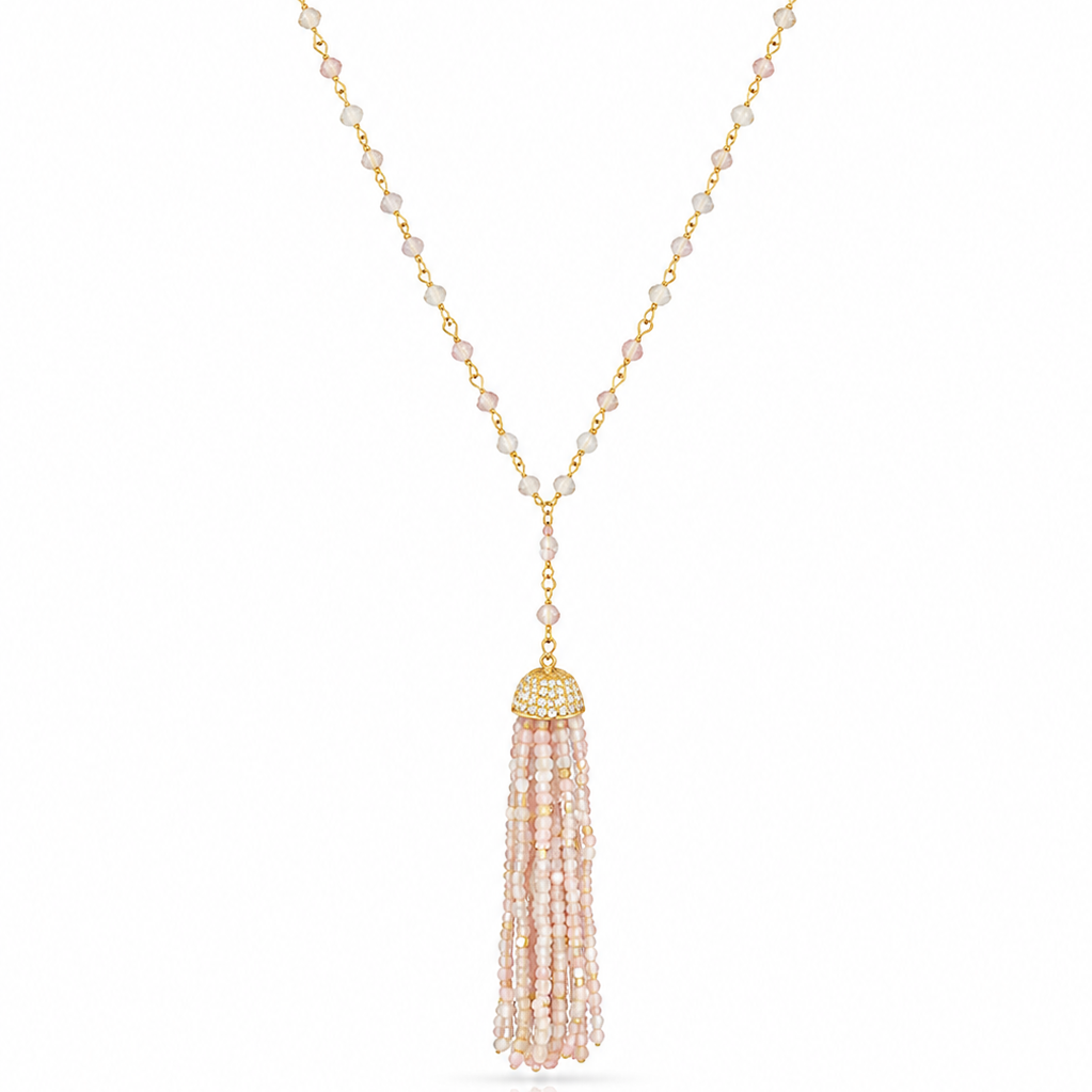 Pink Opal Tassel Necklace