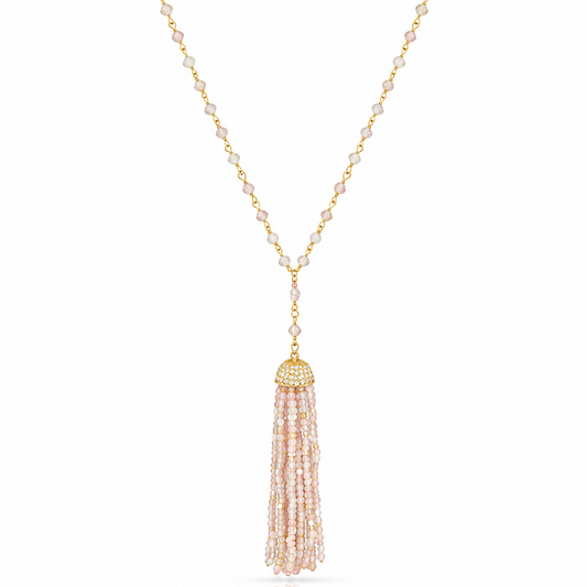 Pink Opal Tassel Necklace