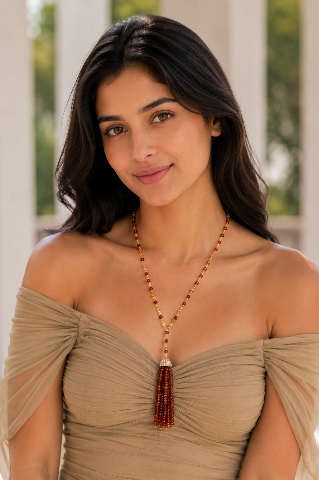 Sunstone Tassel Necklace