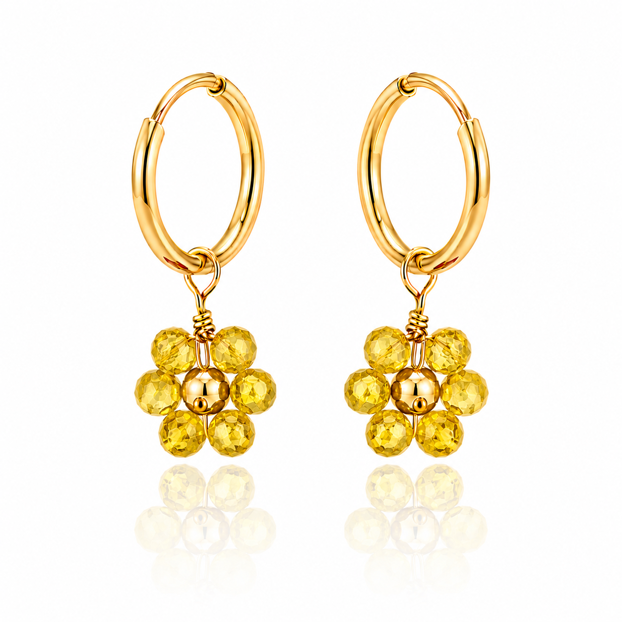 Toumaline Daisy Huggie Earrings