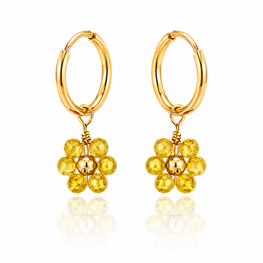 Toumaline Daisy Huggie Earrings