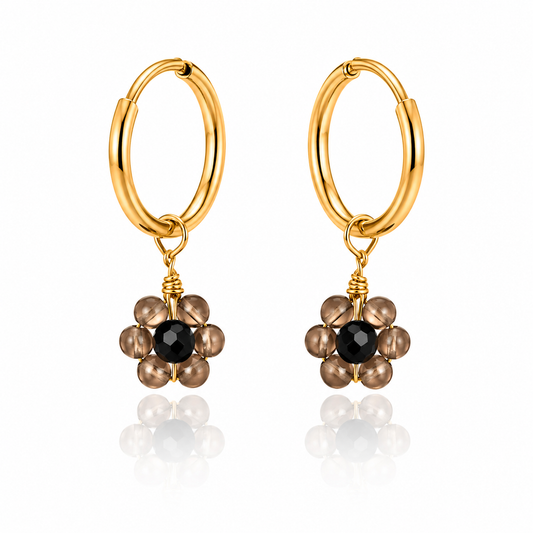 Smoky Daisy Huggie Earrings