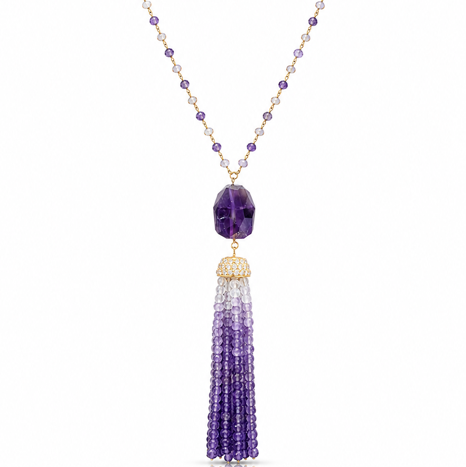 Amethyst Tassel Necklace