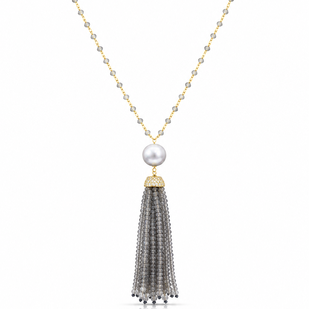 Labradorite & Pearl Tassel Necklace