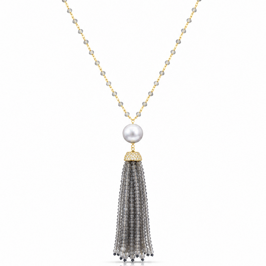 Labradorite & Pearl Tassel Necklace