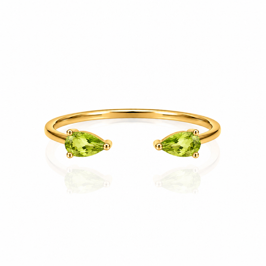 Twin Pear Finger Cuff Ring - Green