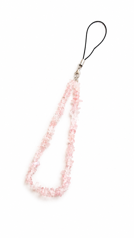 Raw Rose Quartz Phone Charm