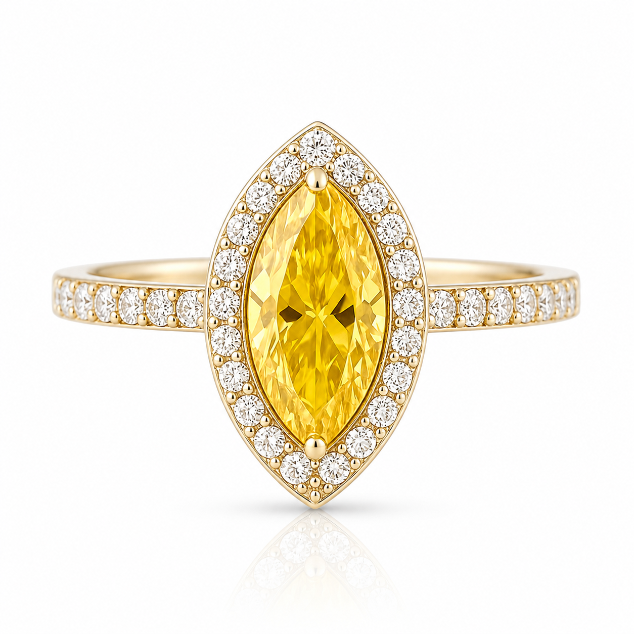 Topaz Yellow Marquise Halo Ring