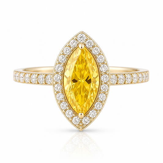 Topaz Yellow Marquise Halo Ring