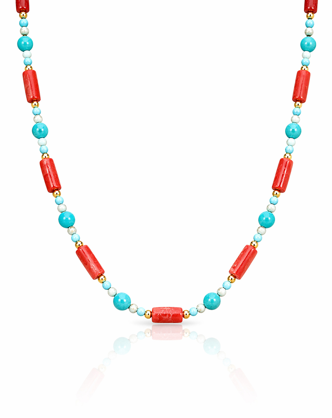 Coral And Turquoise Beaded Necklace