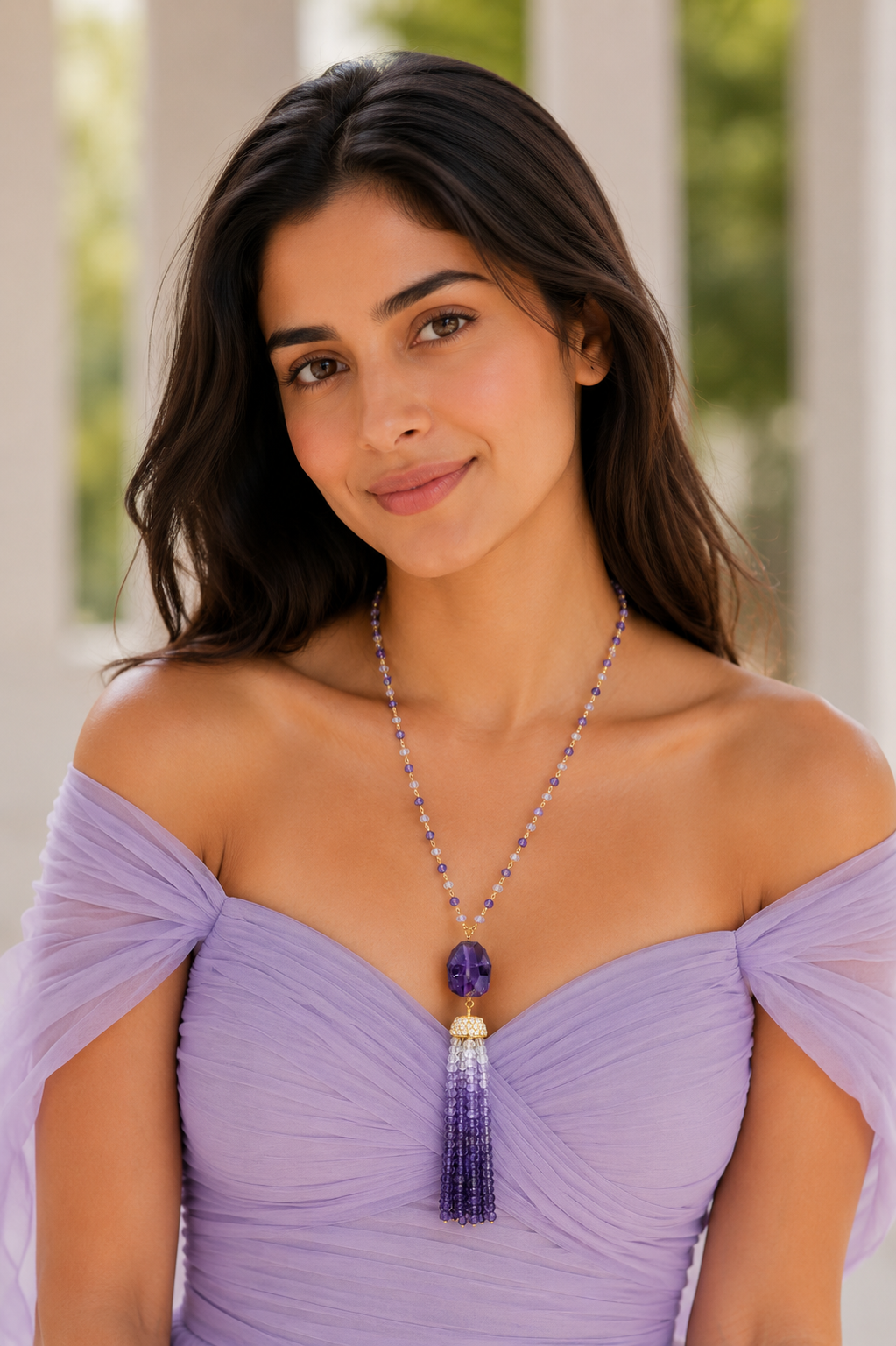 Amethyst Tassel Necklace