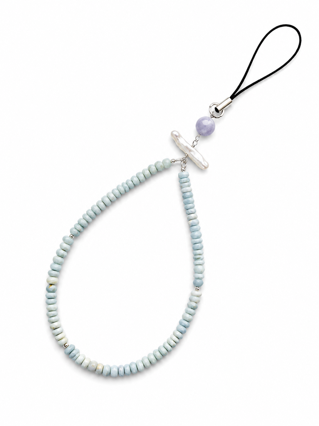 Blue Opal & Pearl Phone Charm