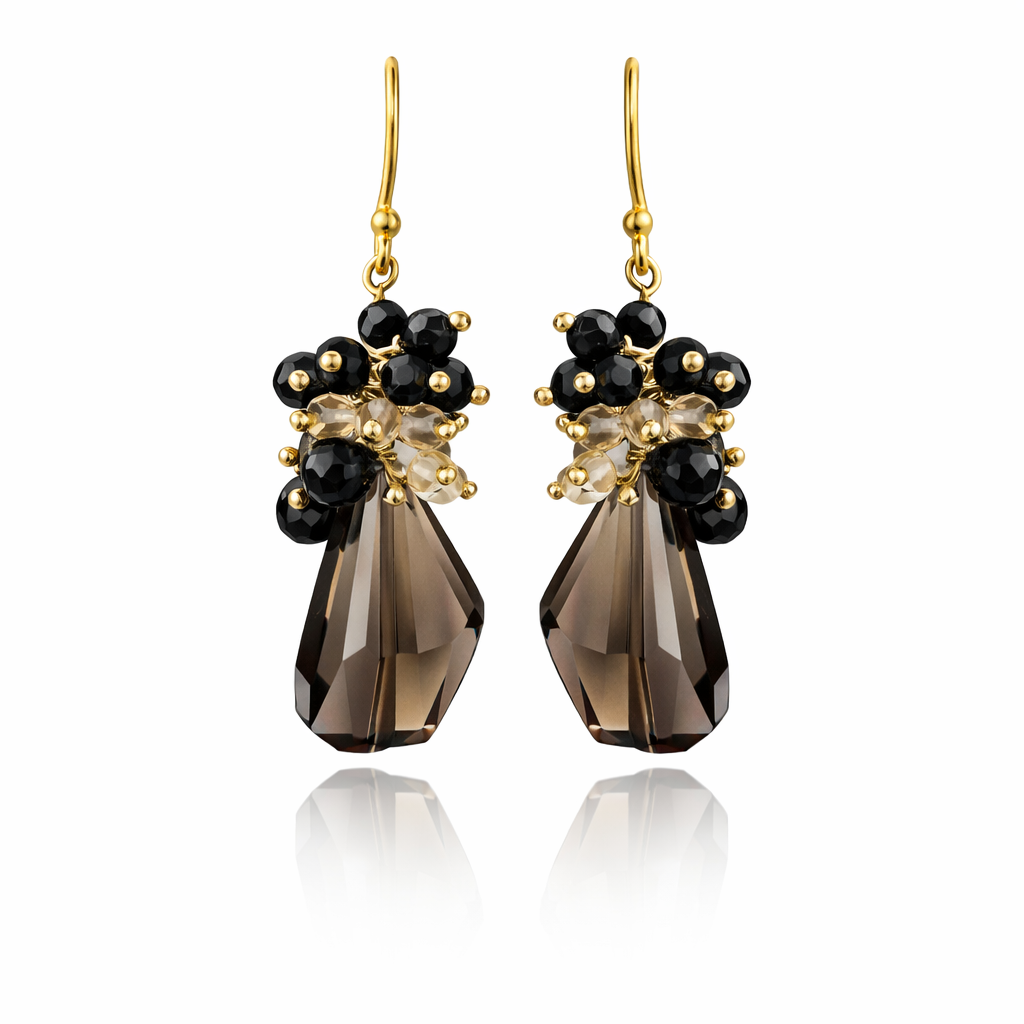 Smoky Quartz Cluster Earrings