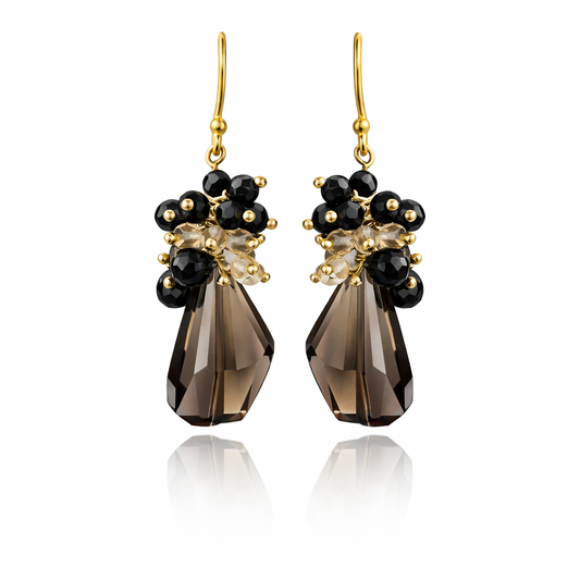 Smoky Quartz Cluster Earrings
