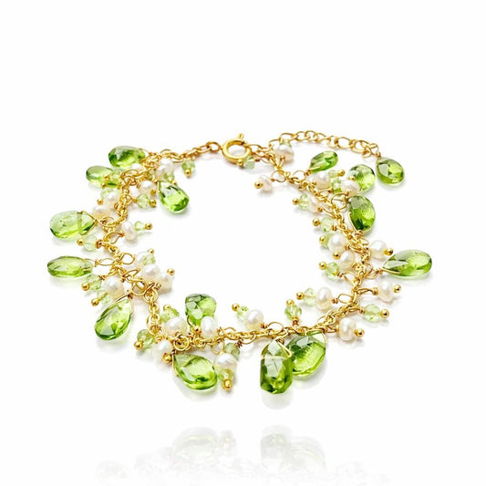 Gracious Pearl And Peridot Bracelet