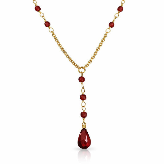 Garnet Lariat Necklace
