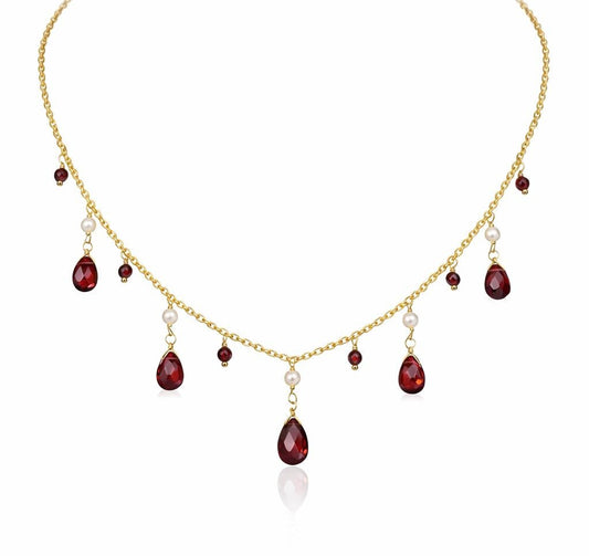 Garnet And Pearl Necklace
