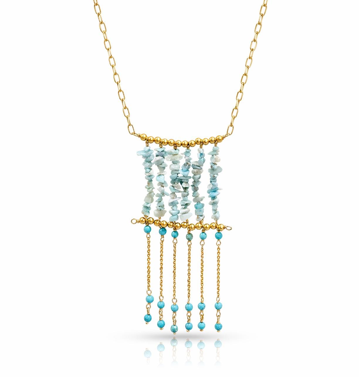 Larimar Long Tassel Necklace