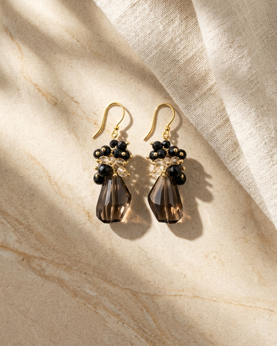 Smoky Quartz Cluster Earrings