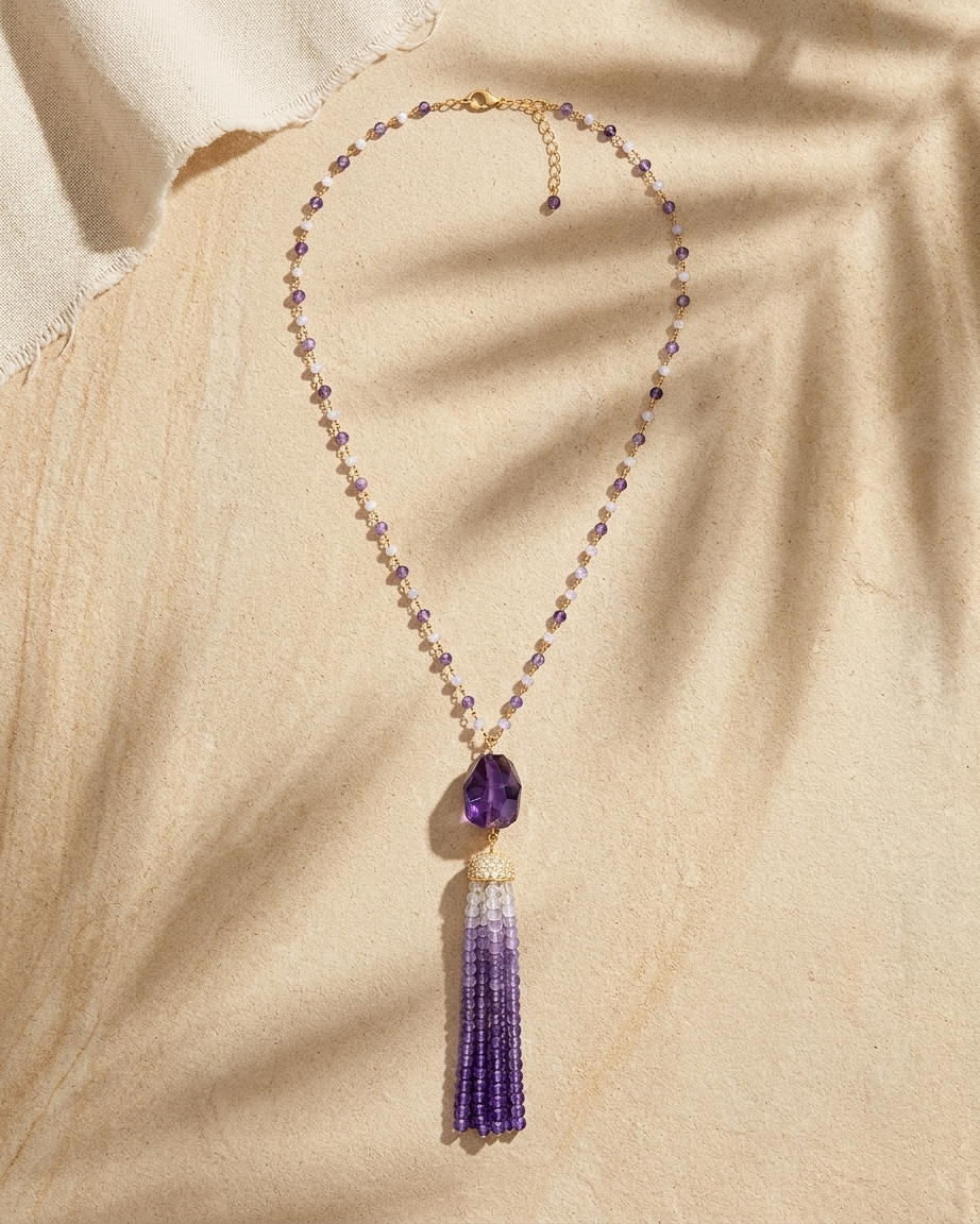 Amethyst Tassel Necklace