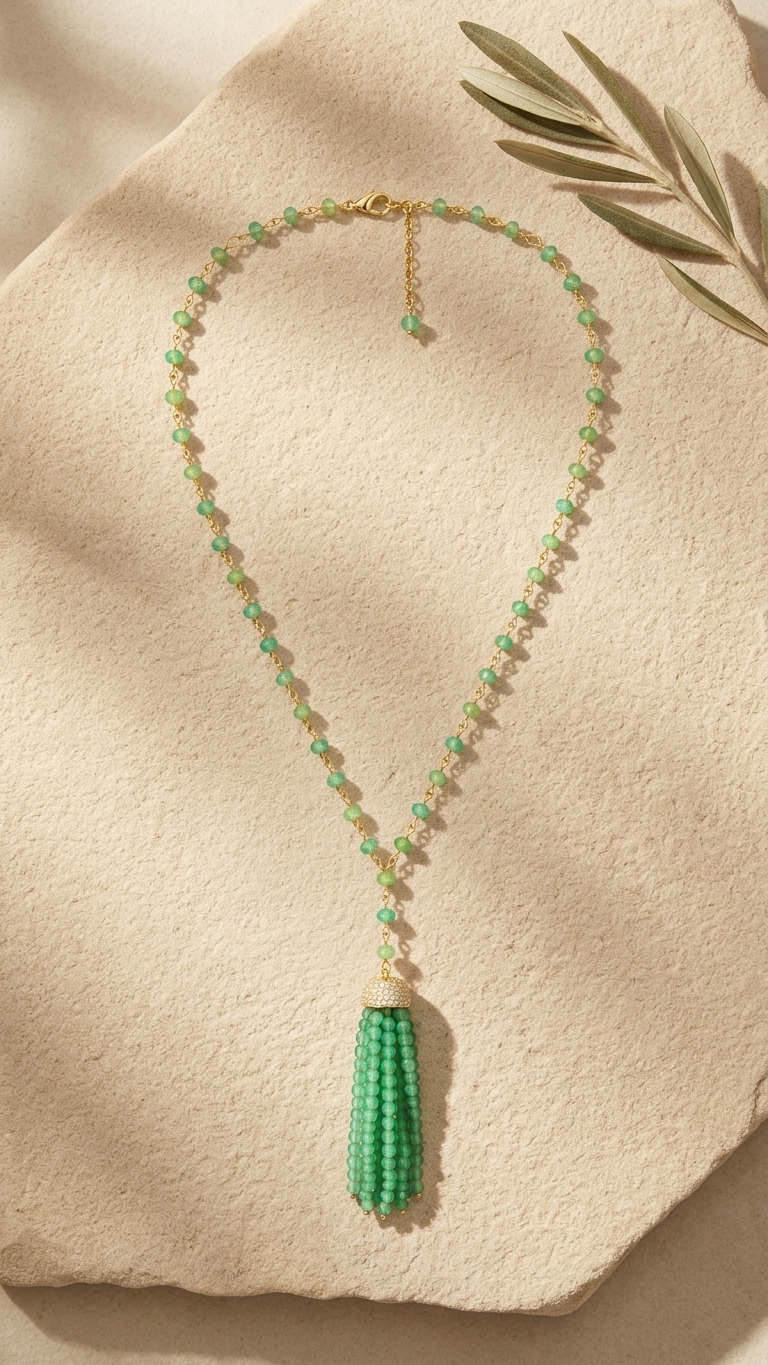 Green Onyx Tassel Necklace