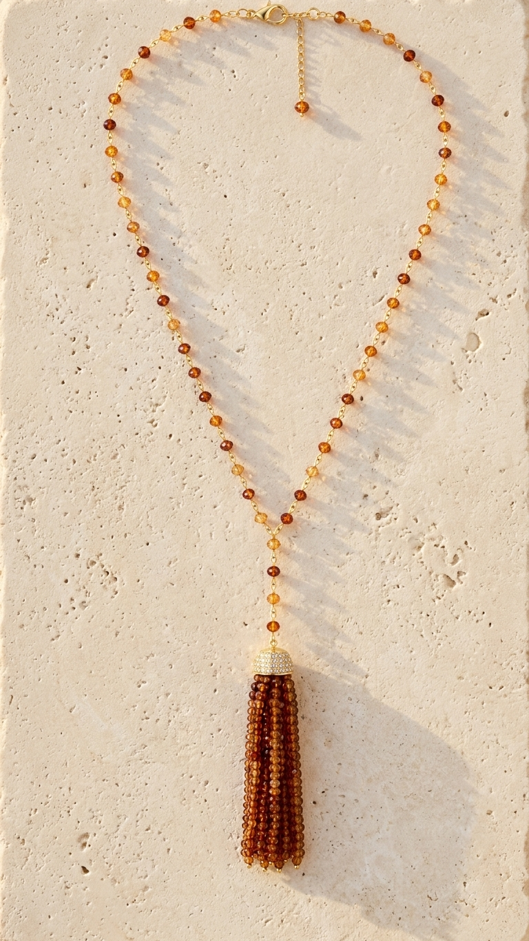 Sunstone Tassel Necklace