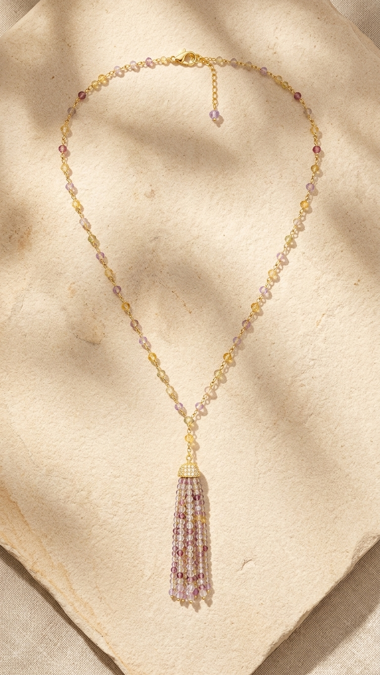 Fluorite Tassel Necklace